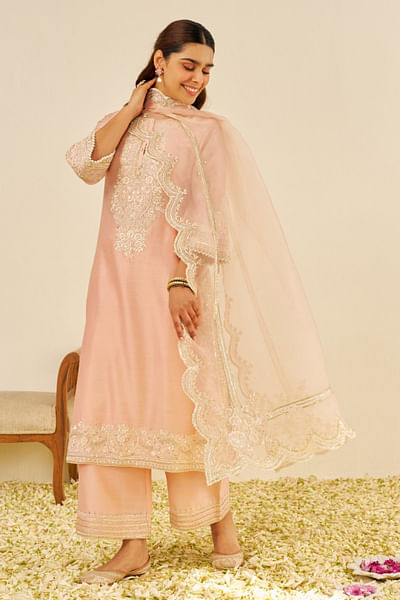 Rose parsi gara embroidery kurta set