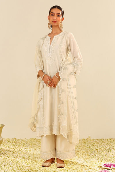 Daisy ivory parsi gara embroidery kurta set