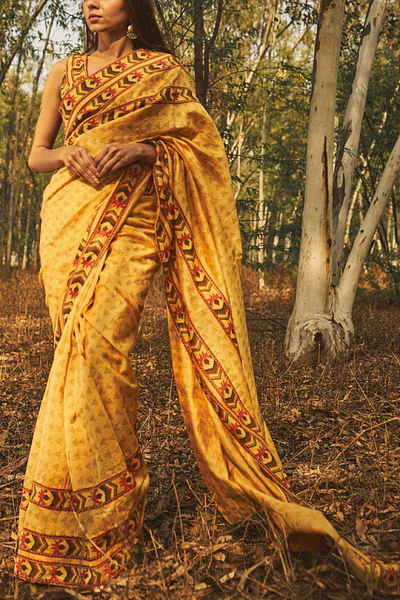Yellow chanderi sari