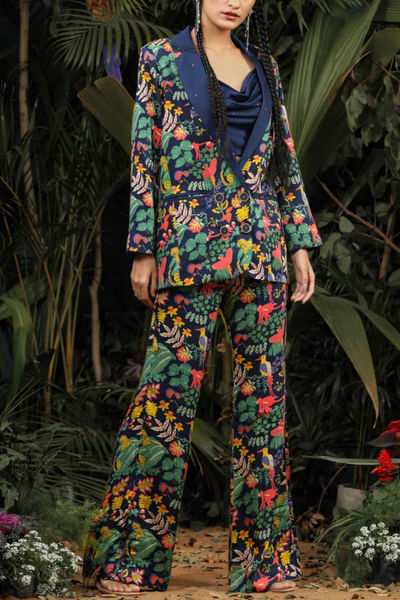 Blue printed pantsuit