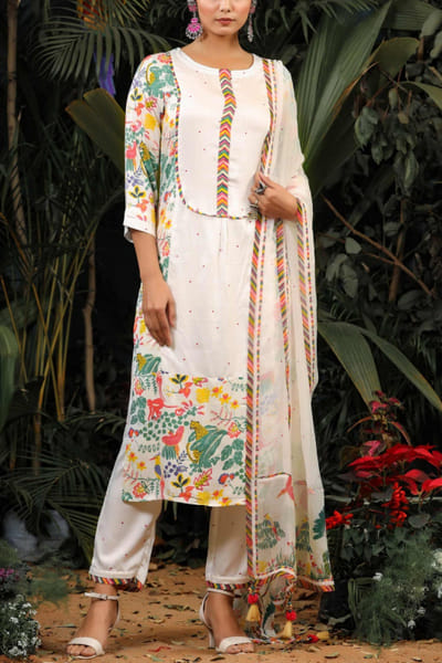 Baise Gaba White printed kurta set BAIBGVS25