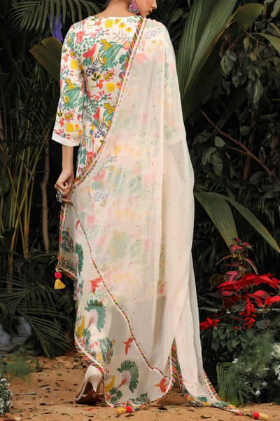 Baise Gaba White printed kurta set BAIBGVS25
