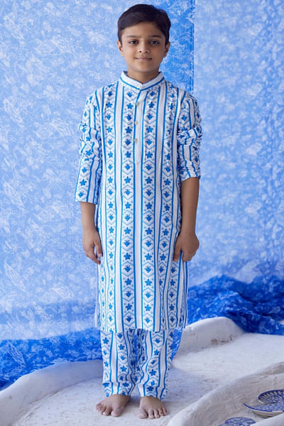 Blue printed kurta set