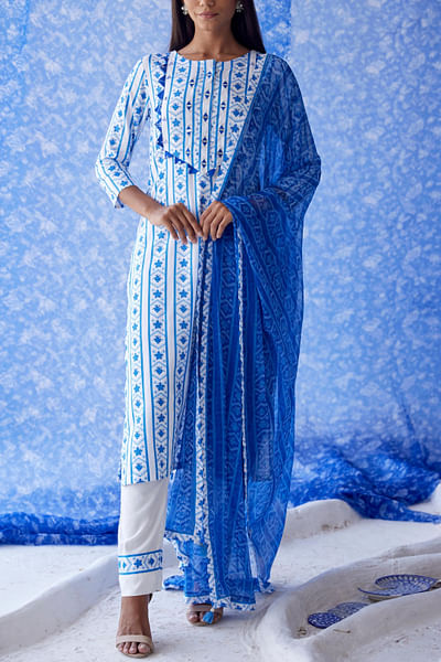 Blue printed kurta set