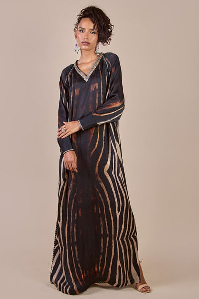 Black zebra print kaftan