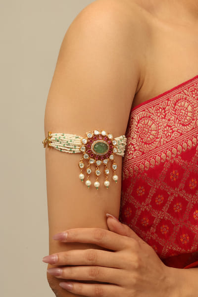 Joules by Radhika White and red embellished armlet JOULAUG26D453128