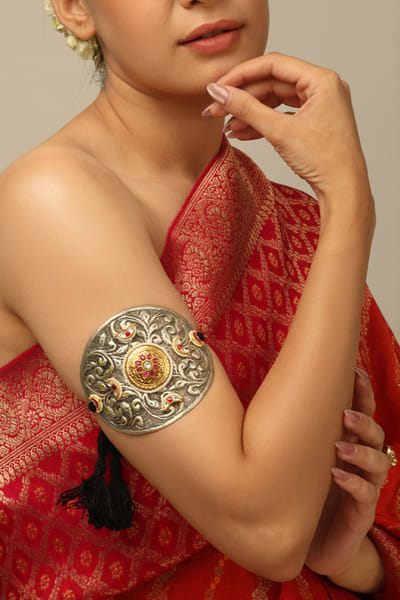 Joules by Radhika Silver and gold embellished armlet JOULAUG26D453131