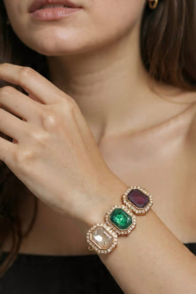 Multicolor crystal and zircon studded bracelet