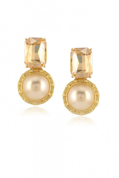 Peach crystal embellished stud earrings