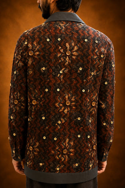 Baroodi Rust and blue ajrakh printed cotton shirt BAROAUG26D152246