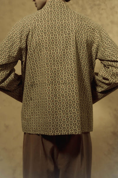 Baroodi Lime ajrakh printed kimono jacket BAROAUG26D152250