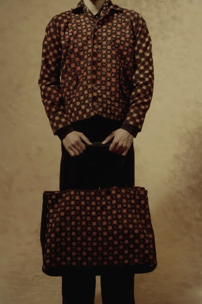 Baroodi Black and rust ajrakh printed corduroy jacket BAROAUG26D152254