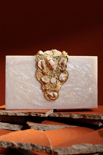 Ivory resin box clutch