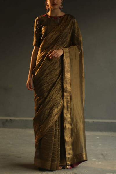 Charcoal grey sari set
