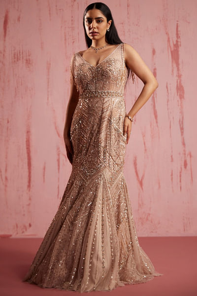 Pink embroidered gown