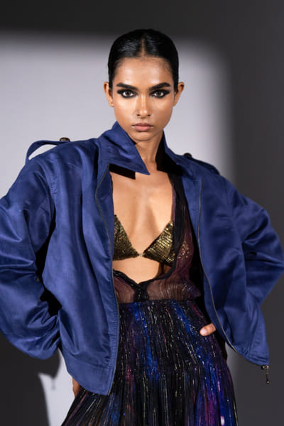 Purple faux suede bomber jacket