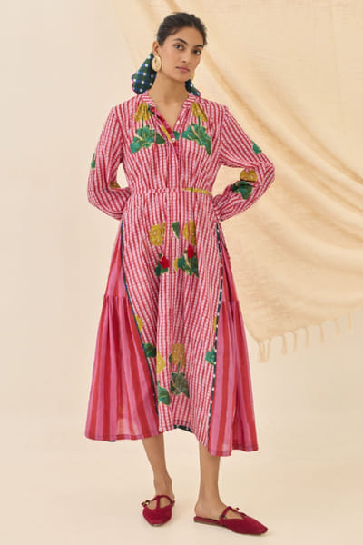 Pink printed cotton dress