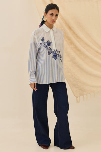 White stripe printed shirt