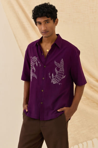 Purple embroidered shirt
