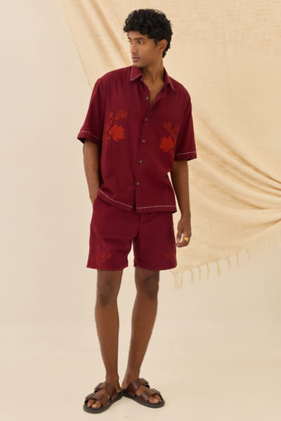 Maroon embroidered shirt