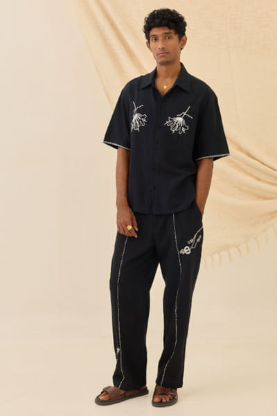 Black embroidered shirt
