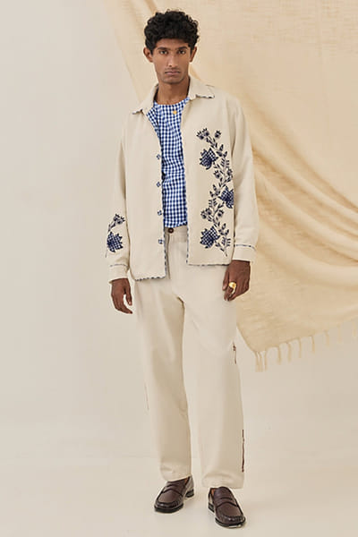 White denim embroidered jacket