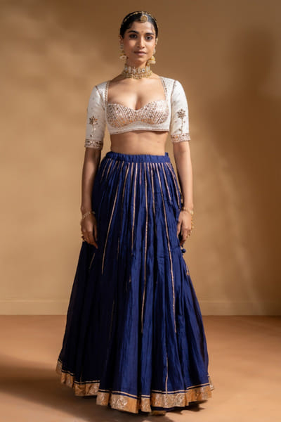 Blue gota embellished lehenga set