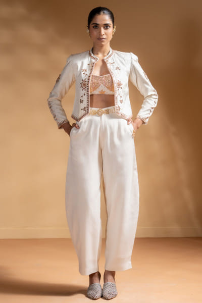 Off- white gota embroidered jacket