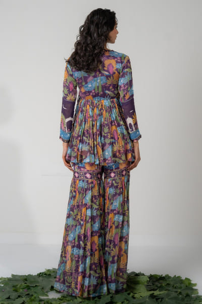 Baise Gaba Purple printed gharara set BAISJUN26D146791