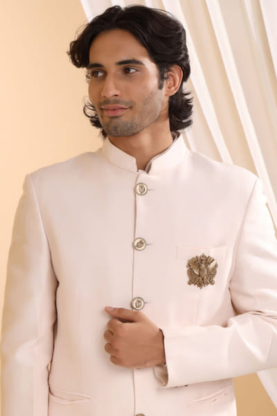 Oxidised antique gold eagle brooch