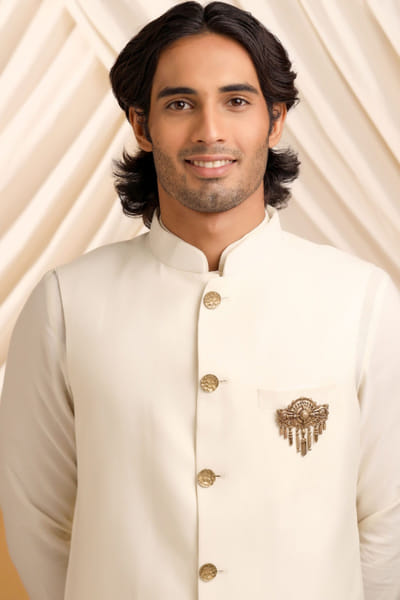 Oxidised antique gold regal emblem brooch