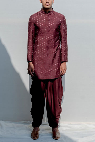 Brown chanderi kurta and dhoti