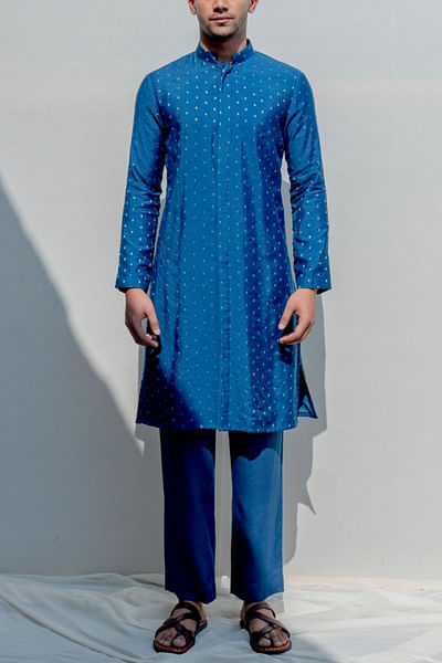 Turquoise blue kurta and pants