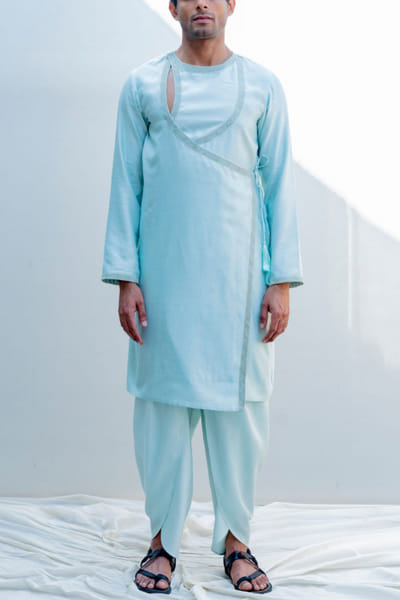 Bohame Mint green angrakha kurta and pants BHMBM204A