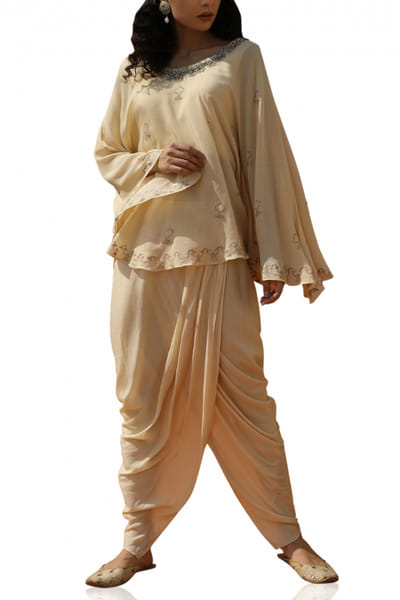 Bohame Beige top and dhoti BHMBM210