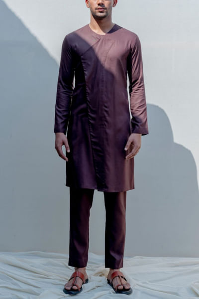 Brown achkan and kurta set