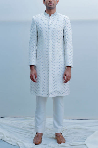 Bohame Off-white achkan and kurta set BHMBM22221