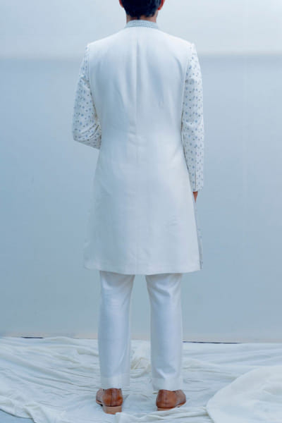 Bohame Off-white achkan and kurta set BHMBM22221