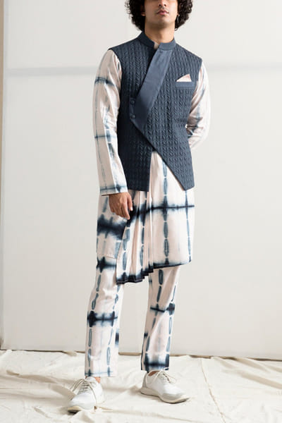 Bohame Tie & dye kurta and jacket set BHMBM261
