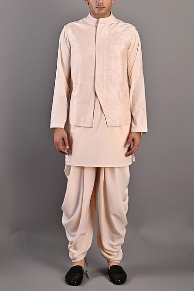 Peach jacket and kurta salwar set
