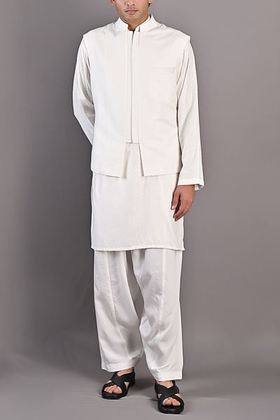 Off white Nehru jacket set