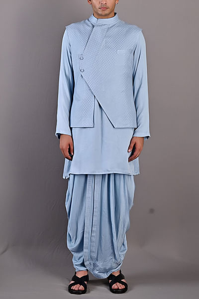 Light blue kurta and Nehru jacket