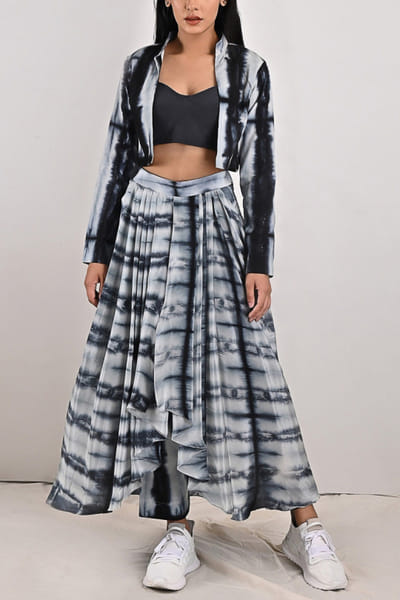 Bohame Tie & dye concept sari and jacket set BHMBW252C