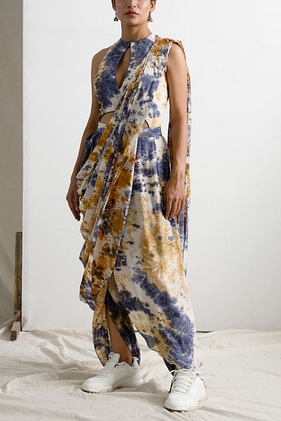 Multicoloured tie & dye jumpsuit