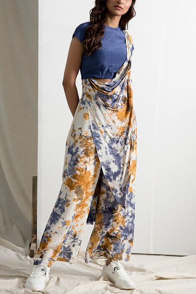 Blue tie & dye jumpsuit