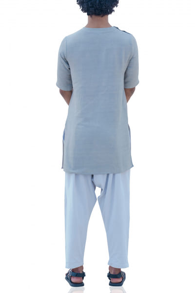 Bohame Grey overlap kurta set BHMFEB1923