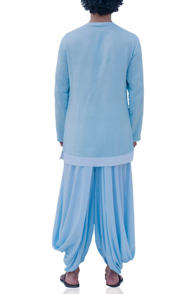 Bohame Aqua blue short kurta with dhoti BHMFEB1927