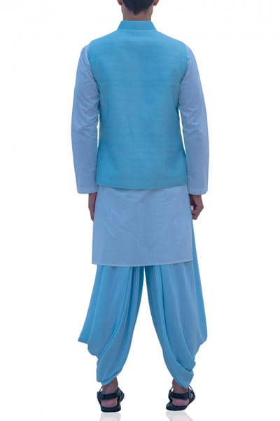 Bohame Aqua blue overlap bandi jacket BHMFEB1931