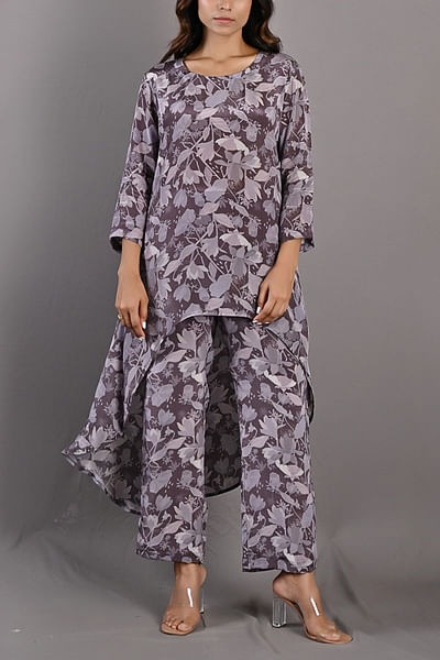 Purple printed top and pants
