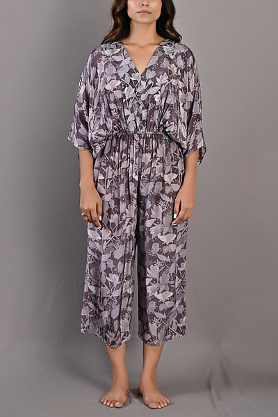 Purple printed jumpsuit